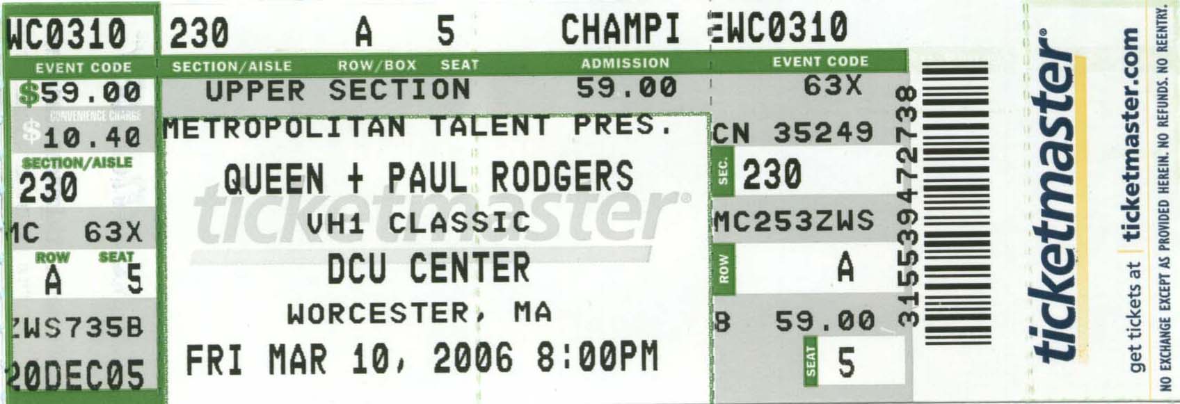 my ticket from the Q+PR gig in Worcester, MA